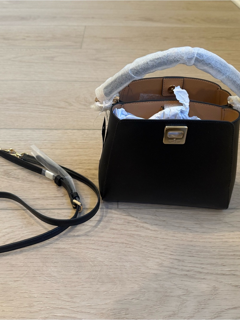kate spade Black Structured Top-Handle Satchel with Gold Hardware